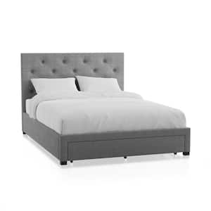Stevies 91 in. W Gray California King Wood Frame Platform Bed