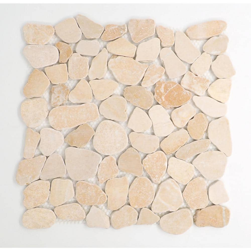 Beige Pebble Stone 12x12 Mosaic Tile with Wavy Edge