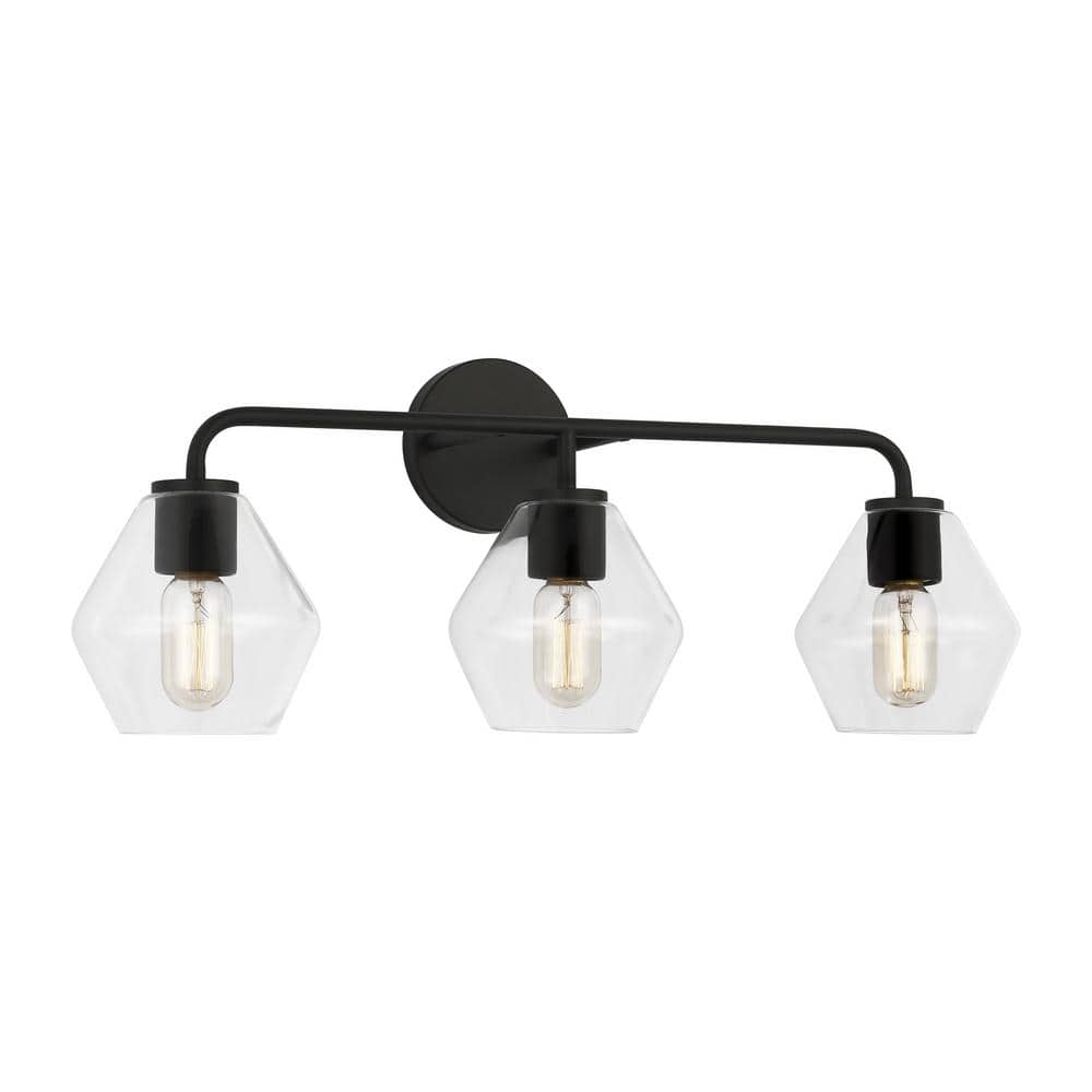 Midnight Black Steel 3-Light Dimmable Vanity Light