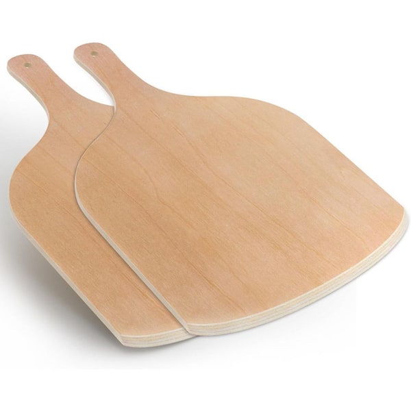 2 Pack Birch Wood Pizza Peel Natural Finish Paddle with Sloped Edge for Bread Cake Oven Grill Baking Serving