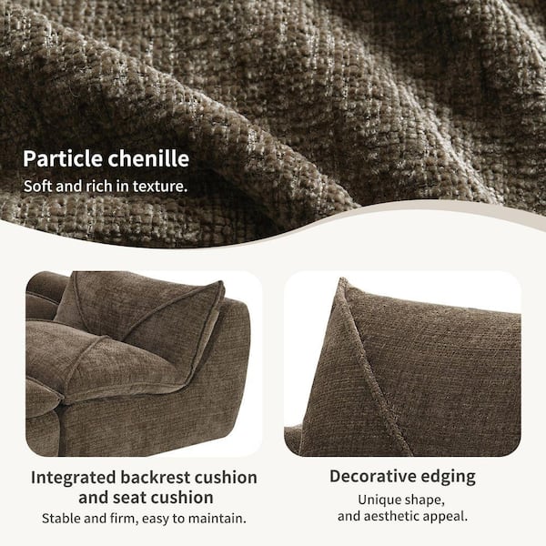 Nestfair 116 in. Chenille L-shaped Sectional Sofa in. Brown with