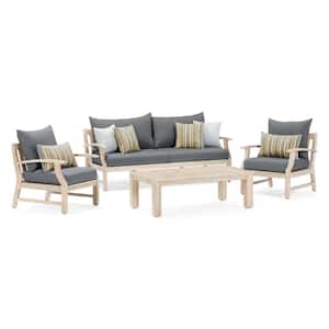 Kooper 4-Piece Wood Patio Conversation Deep Seating Set with Sunbrella Charcoal Gray Cushions