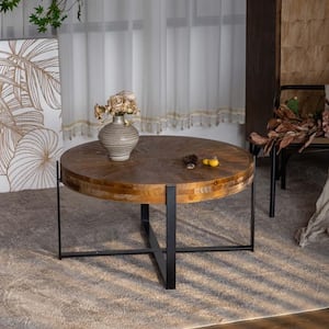 33.46 in. Natural Round Wood Coffee Table