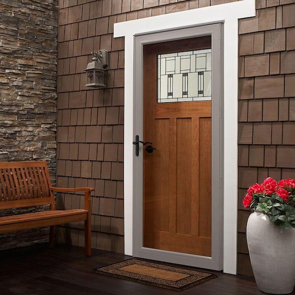 3000-Series 36 in. x 80 in. Sandtone Left-Hand Full View Interchangeable Aluminum Storm Door with ORB Hardware