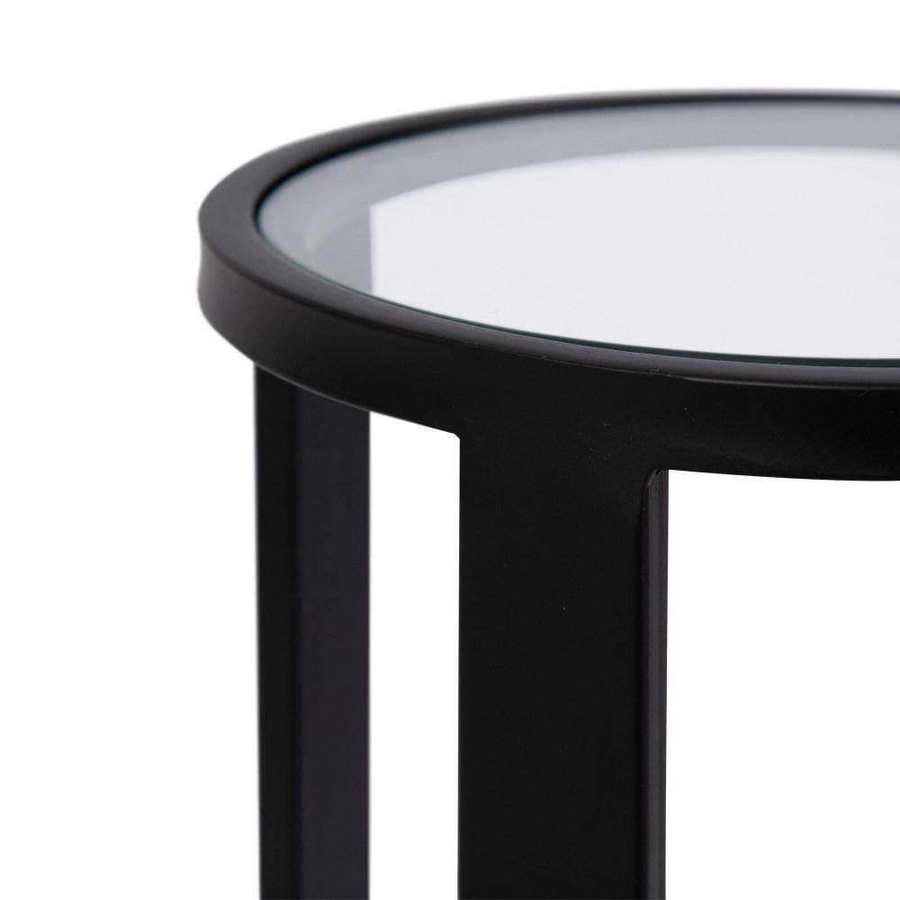 Ravalli Black Metal and Glass Round Drink Table