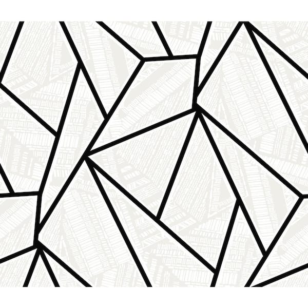 NextWall Ebony and Morning Fog Vector Geo Vinyl Peel and Stick Wallpaper Roll (31.35 sq. ft.)