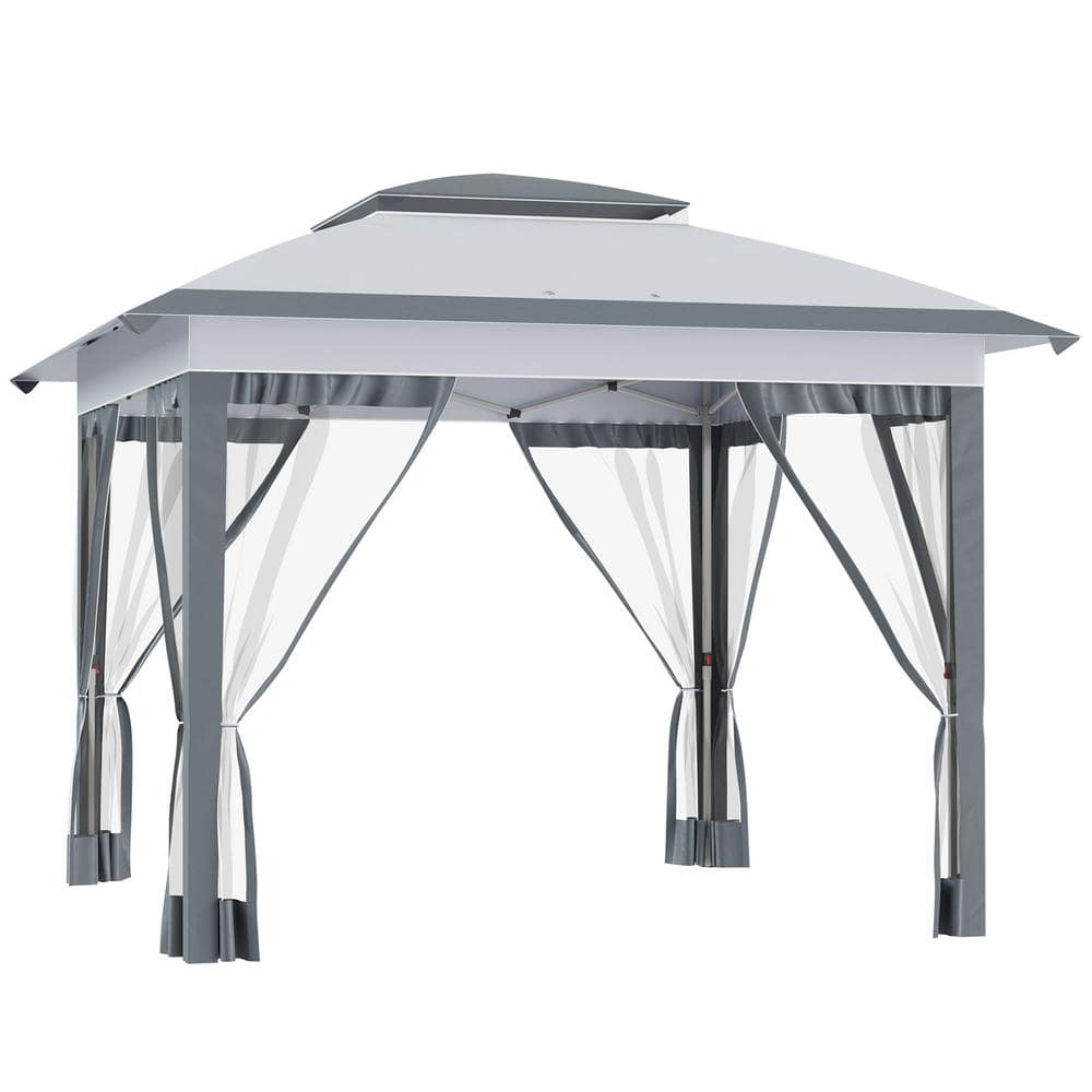 12 ft. x 12 ft. Gray Height Adjustable Pop-Up Canopy with Netting and Carry Bag, 137 sq.ft Shade price history on PriceWatchPro
