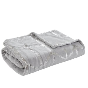 Khloe Grey 50 in. x 60 in. Heated Metallic Print Throw