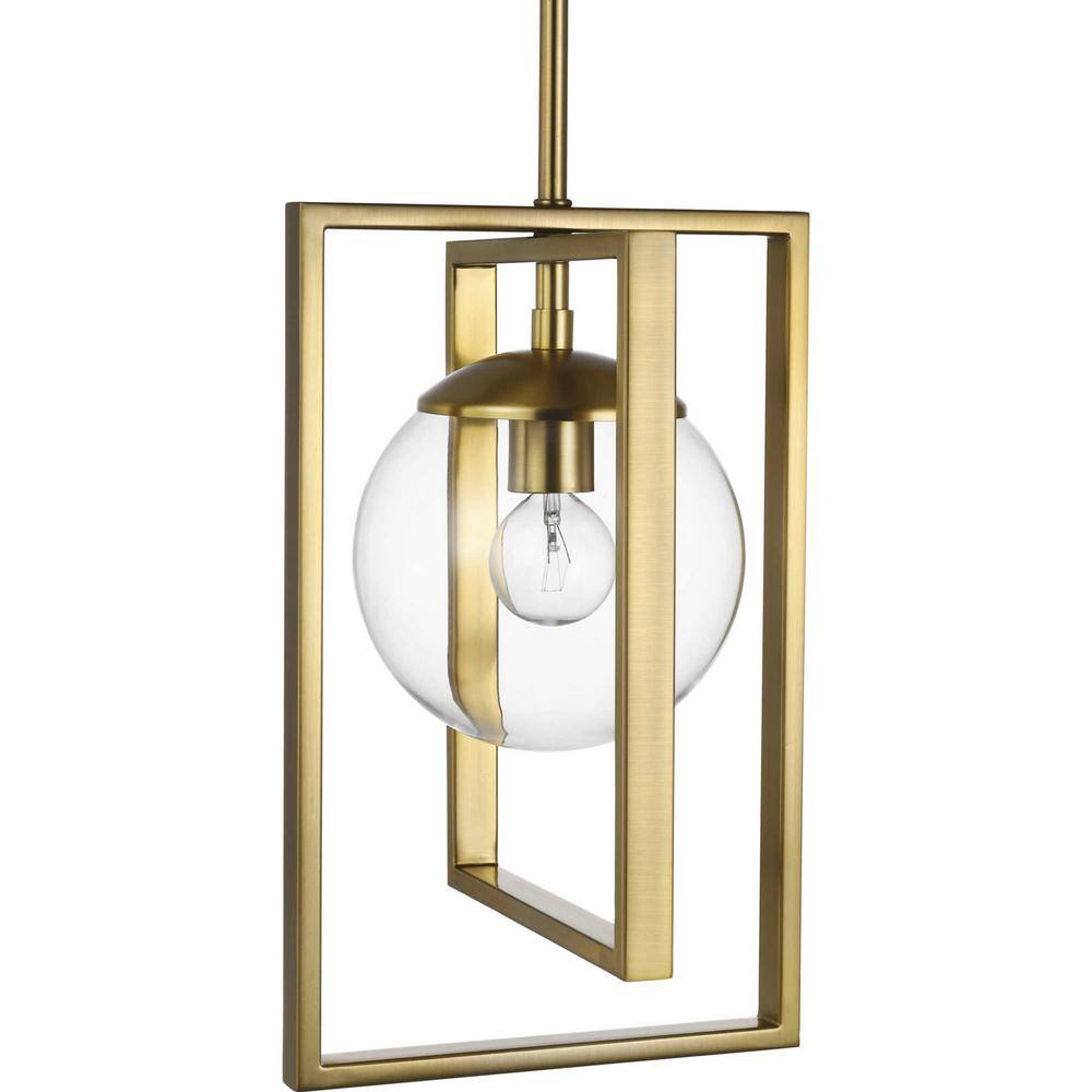 Atwell Brushed Bronze Pendant with Clear Globe Shade