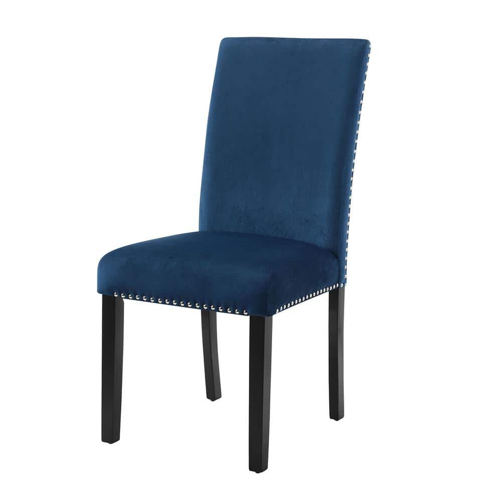 Celeste Transitional Blue Velvet Upholstered Parsons Side Chair
