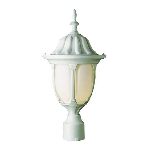 Bel Air Lighting Cabernet Collection 1 Light 19 in. Outdoor Black Copper Post Lantern with White Opal Shade