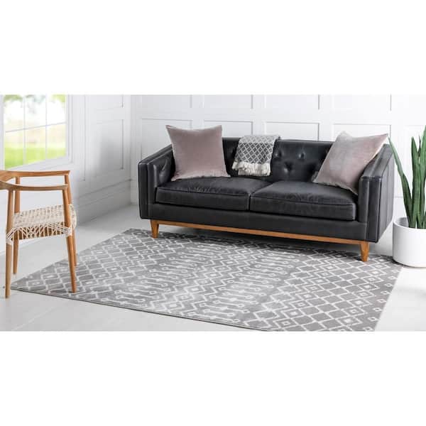 Moroccan Trellis Light Gray 9 ft. x 12 ft. Area Rug