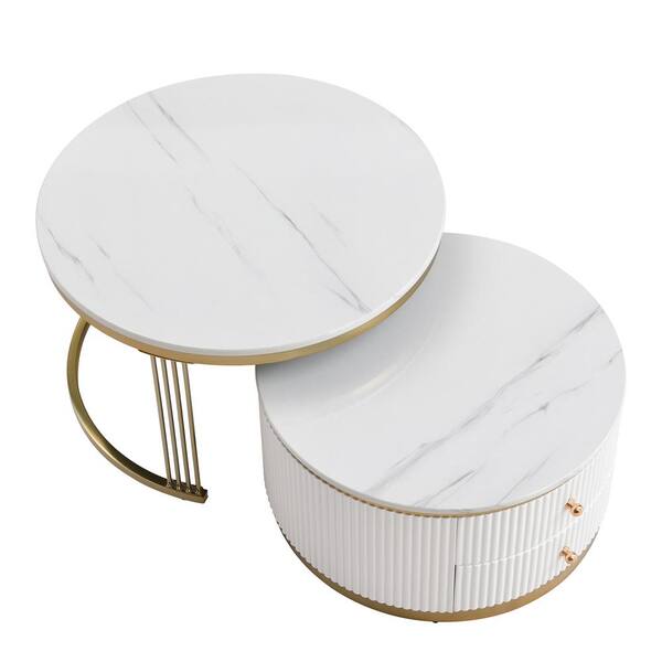 Harper & Bright Designs Modern 27.6 in. White and Gold Wood Harper & Bright Designs Modern 27.6 in. White and Gold Wood