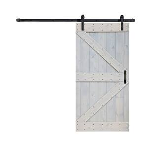 K-Series 42 in. x 84 in. Light Grey/Finish Knotty Pine Wood Sliding Barn Door with Hardware Kit