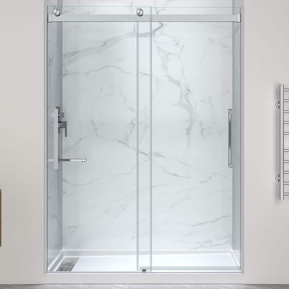 Stellar 60 in. L x 32 in. W x 76 in. H Alcove Shower Kit with Sliding Frameless Shower Door and Left Drain Shower Pan price history on PriceWatchPro