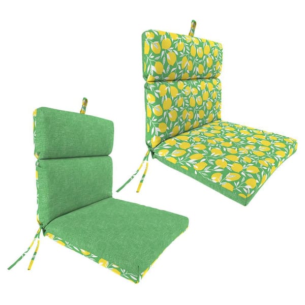 44 in. L x 22 in. W x 4 in. T Rectangular Reversible Outdoor Dining Chair Cushion in Citrus Pod and Fuzzy Pod