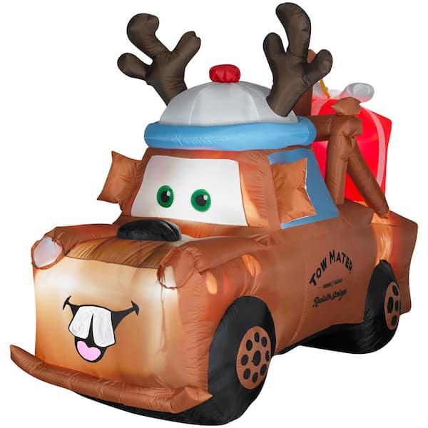 Unbranded 5 ft. Airblown Inflatable Lighted Mater with Reindeer Hat and Present