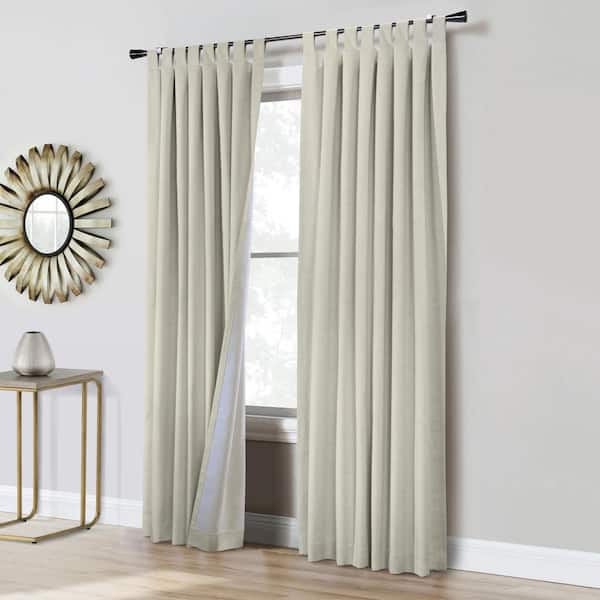 THERMALOGIC Ventura Natural 52 in. W x 84 in. L Tab Top Total Blackout Curtain Panel Pair, Each Panel