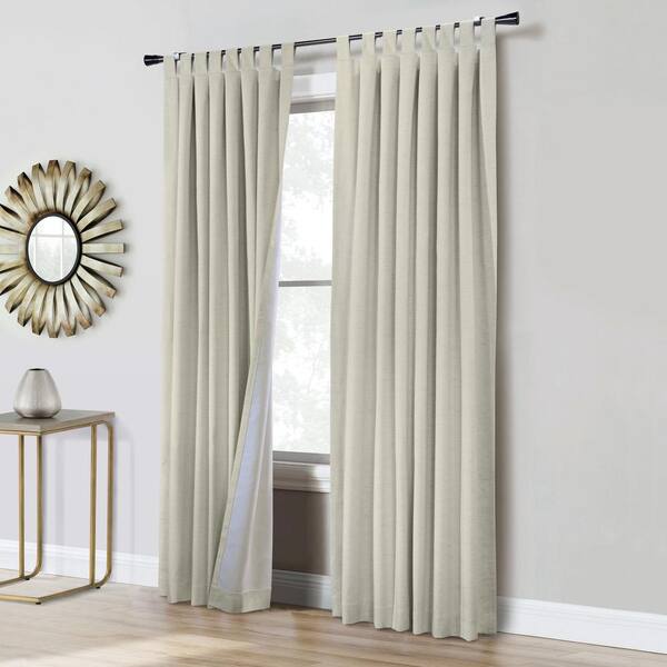 THERMALOGIC Ventura Natural Tab Top Total Blackout Curtain Panel Pair, Each Panel 78 in. W x 84 in. L