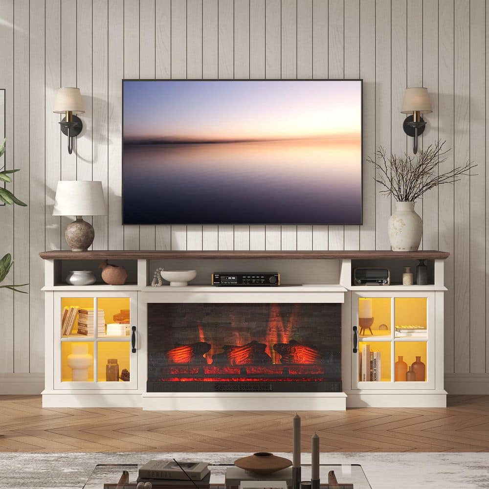 Sizzim 70 in. Freestanding Electric Fireplace TV Stand with Open
