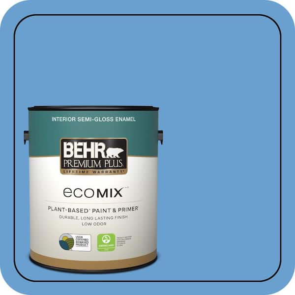 1 gal. #P520-4 Cornflower Semi-Gloss Enamel EcoMix Plant-Based Interior Paint & Primer