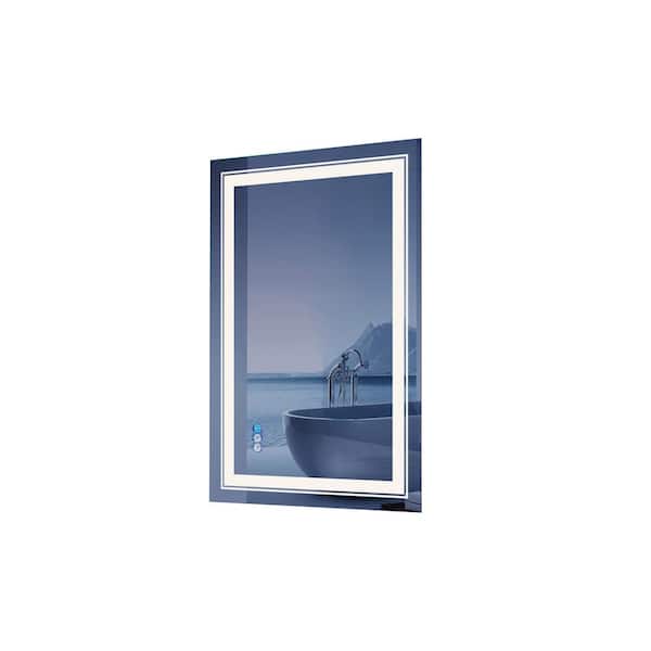 Heemli 20 in. W x 28 in. H Rectangular Frameless RGB LED Light and Anti-Fog Wall Bathroom Vanity Mirror