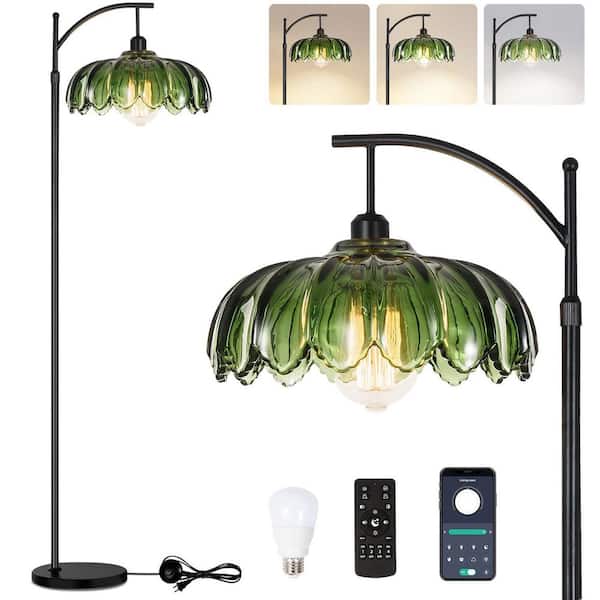 69 in. Black Metal Retro Dimmable Curved LED Arc Floor Lamp
