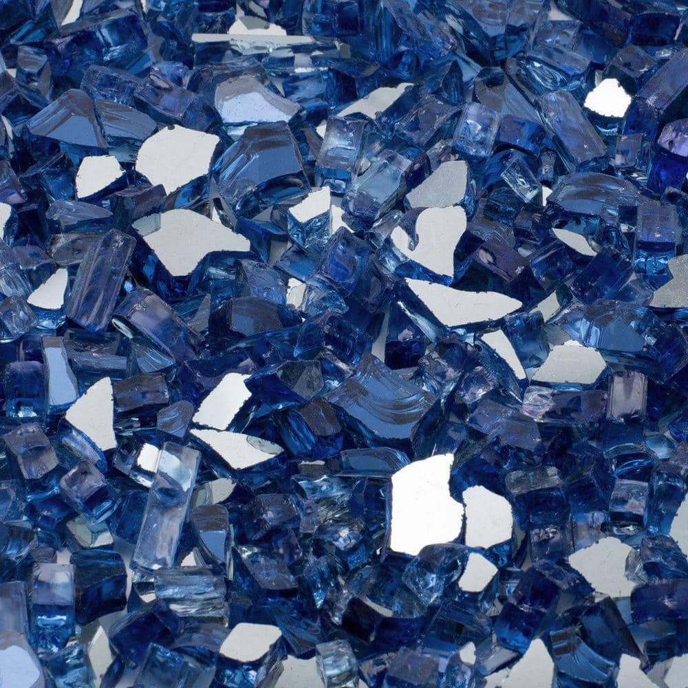 Medium Cobalt Blue Reflective Tempered Fire Glass, 20 lb
