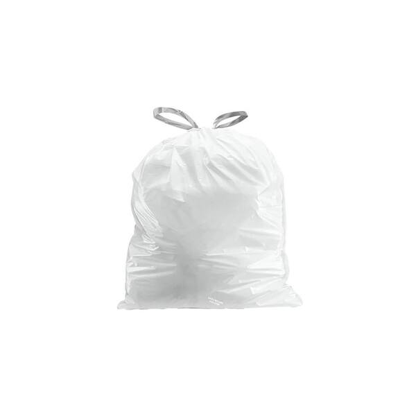 Plasticplace Simplehuman* Code A Compatible Drawstring White Trash Bags,  1.2 Gallon (200 Count)