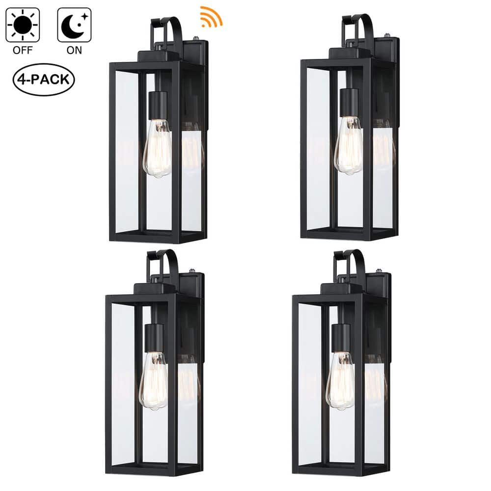 1-Light 18 in. Outdoor Dusk-to-Dawn Sensor Wall Light with Matte Black Finish and Clear Glass Shade (4-Pack) price history on PriceWatchPro