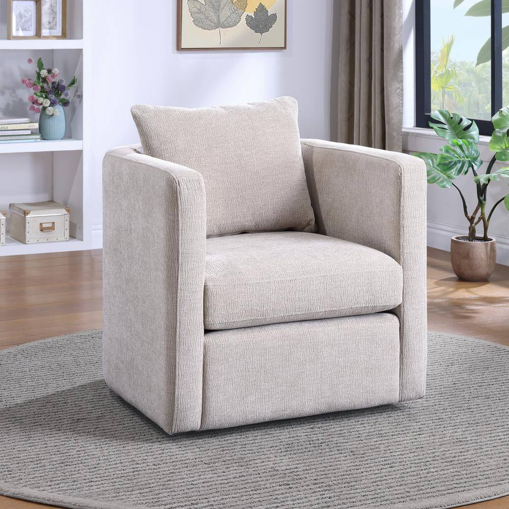 Sheldon Linen Fabric Barrel Chair with Swivel
