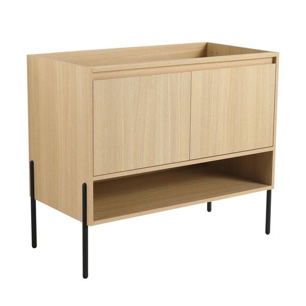 Canyon 35.04 in. W Modern Freestanding Bath Vanity Cabinet without Top in Oak with 2 Soft-Close Doors