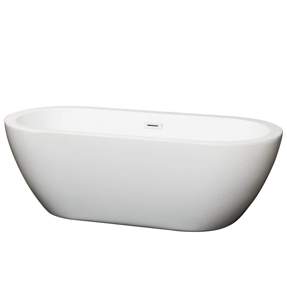 Soho 68'' Shiny White Freestanding Acrylic Soaking Bathtub