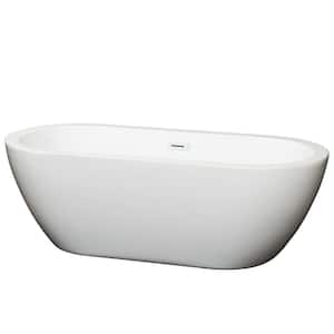 Soho 68 in. Acrylic Flatbottom Bathtub in White with Shiny White Trim
