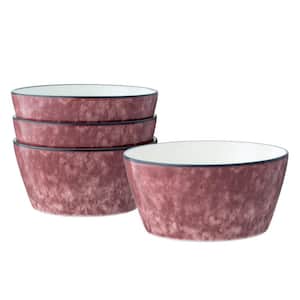 ColorKraft Essence Garnet 6 in., 25 fl. oz. Red Stoneware Cereal Bowls (Set of 4)