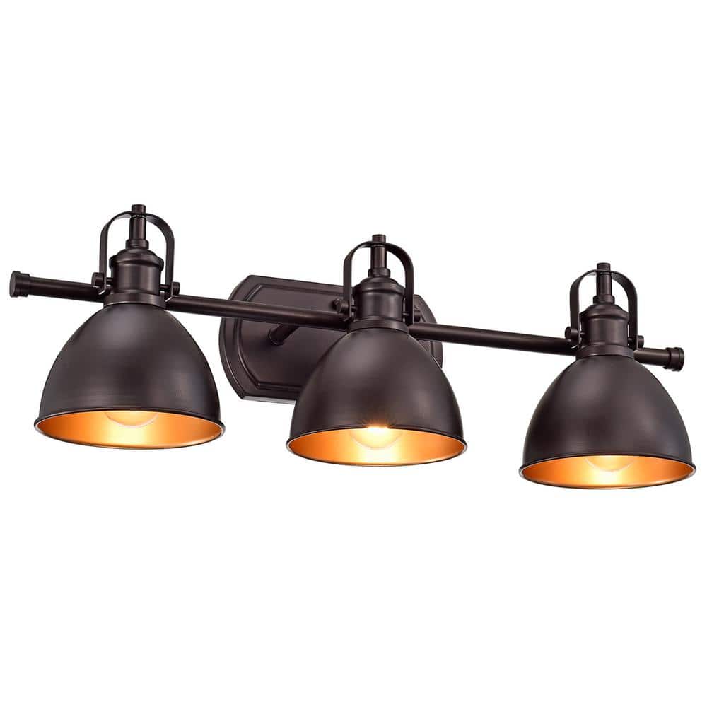 7.3 in. H x 24 in. W x 7.7 in. D 3-Light Oil Rubbed Bronze Indoor Bath Vani