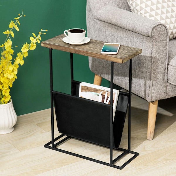 Gray 17.7 in. x 21.7 in. Wood Freestanding Magazine Rack