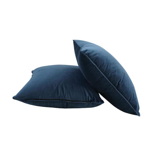 EDGEMOD Nia Aegean Blue Solid Down 6 in. x 18 in. Throw Pillow (Set of 2)