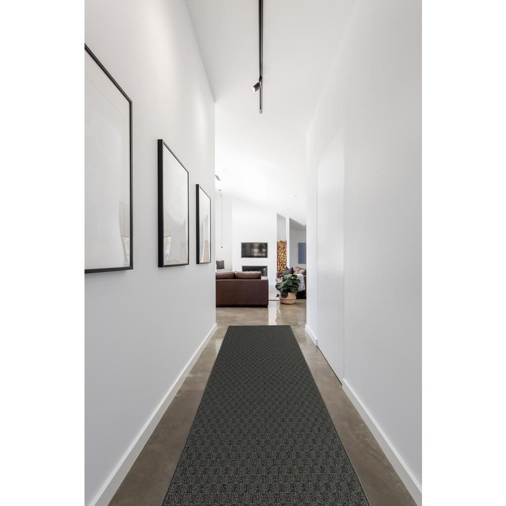 Cinder Gray Tufted Non-slip Runner Rug, 2' x 12'