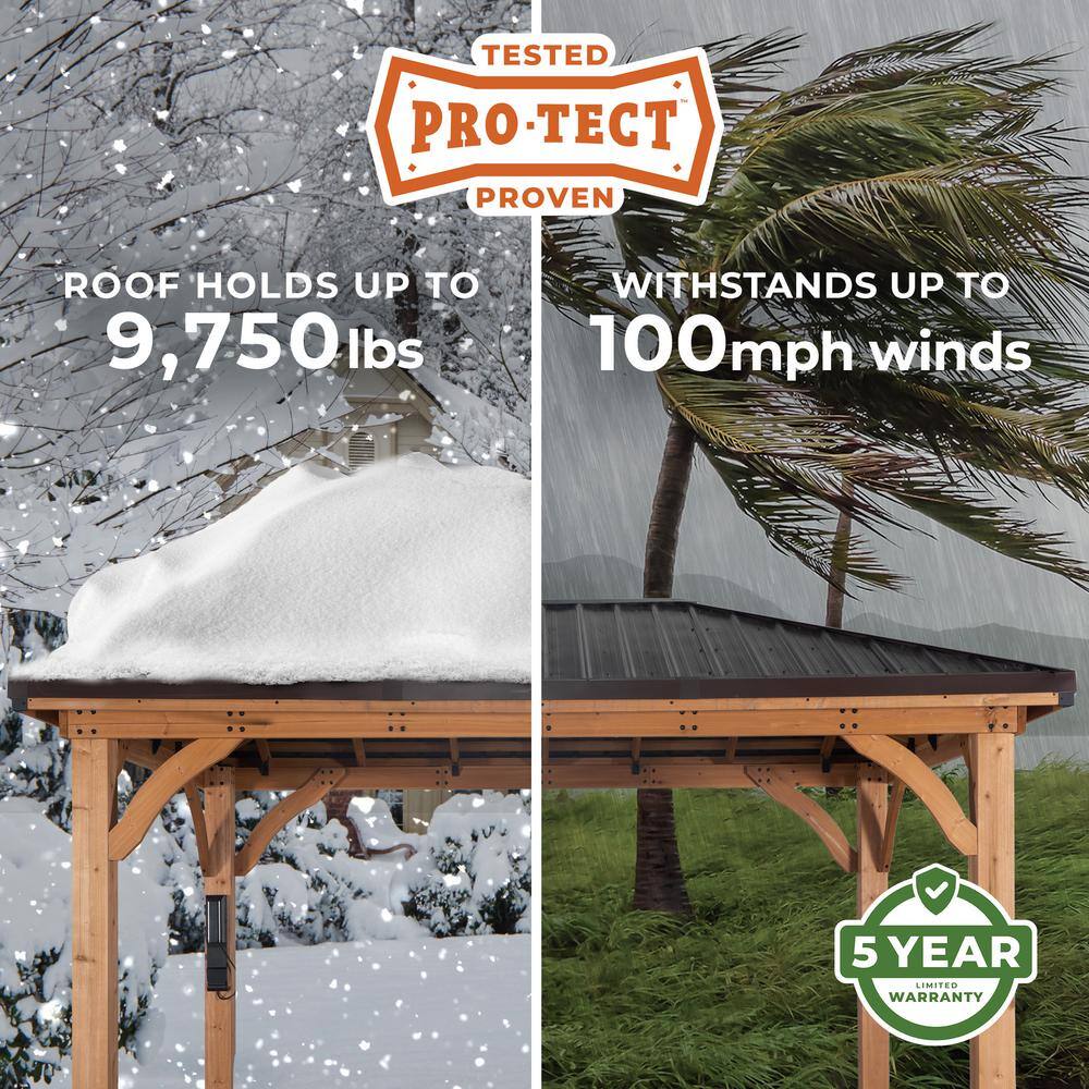 Barrington 16x12 Cedar Wood and Steel Roof Gazebo
