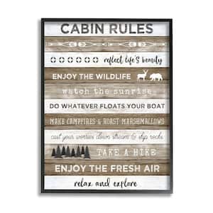"Cabin Rule Motivational Rustic Pattern" by Natalie Carpentieri Framed Print Typography Texturized Art 24 in. x 30 in.
