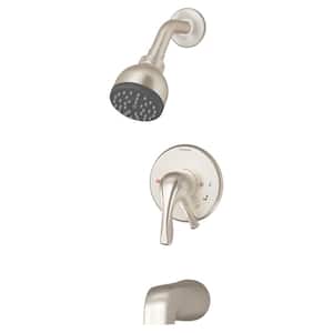 Origins 1-Handle Wall-Mounted Tub and Shower Trim Kit in Satin Nickel (Valve not Included)
