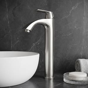 Linus Single Handle Single-Hole Bathroom Vessel Faucet in Brushed Nickel