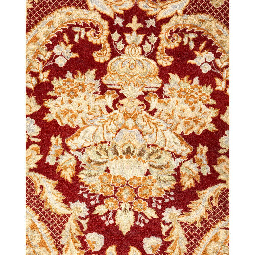 Traditional Red and Beige Hand-Knotted Wool 9' x 12' Oriental Rug