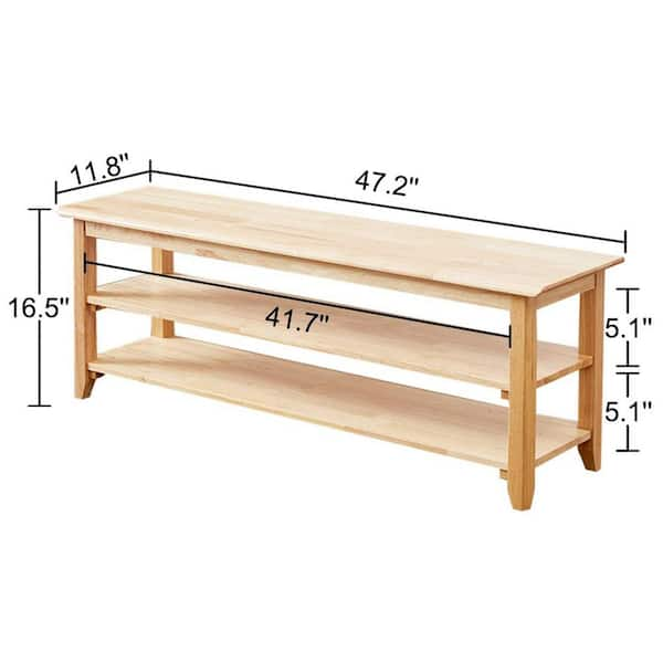 16.5 in. H 12-Pair Natural Wood Shoe Rack