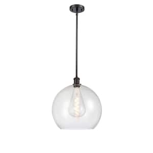 Athens 1-Light Oil Rubbed Bronze Globe Pendant Light with Seedy Glass Shade