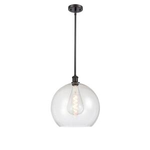 Athens 1-Light Oil Rubbed Bronze Globe Pendant Light with Seedy Glass Shade