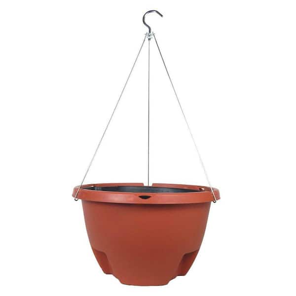 Large 16" Terracotta Color Heavy Duty Plastic Round Indoor/Outdoor Self  WateringReservoir Hanging Planter EG425TCS - The Home Depot
