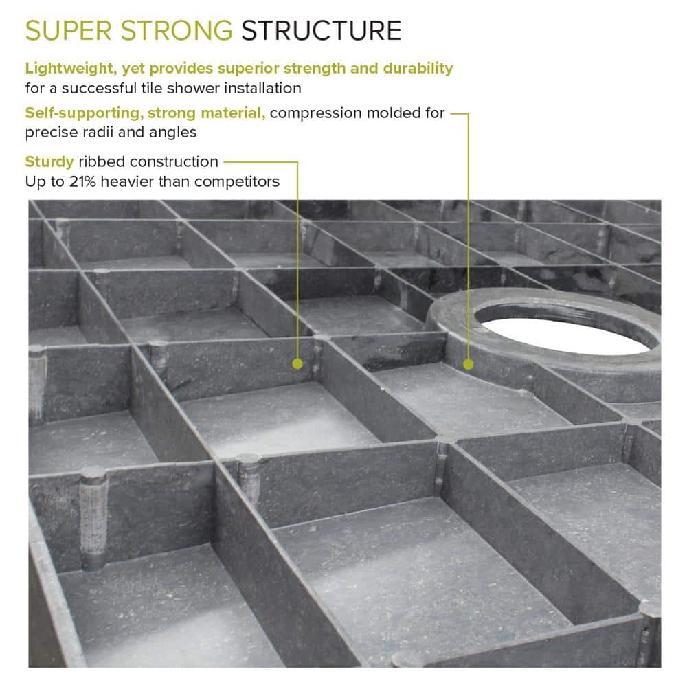 Dark Gray 60" x 30" Premium Transtone Shower Base with Center Drain