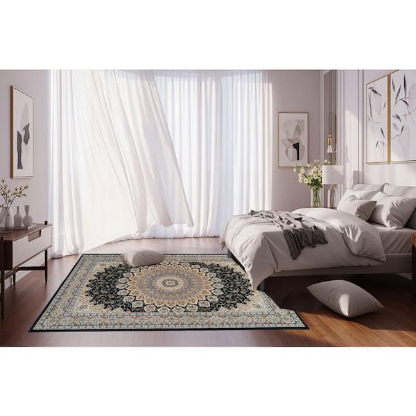 Lawrence Navy 4 ft. x 6 ft. Indoor Area Rug